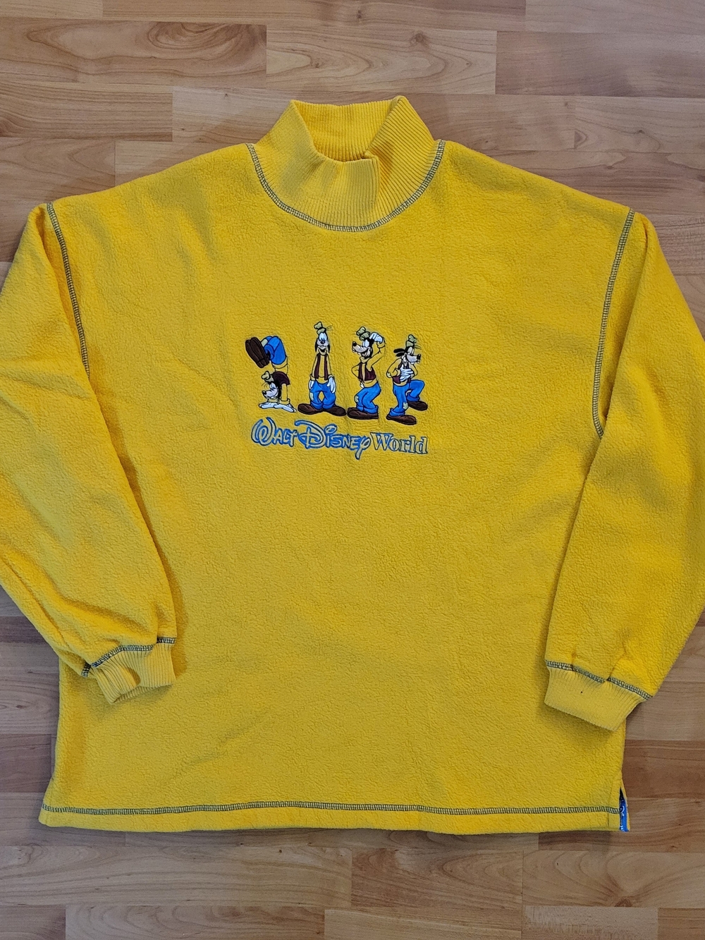 Disney Yellow Turtleneck Fleece Pullover with Classic Embroidered Goofy, XL